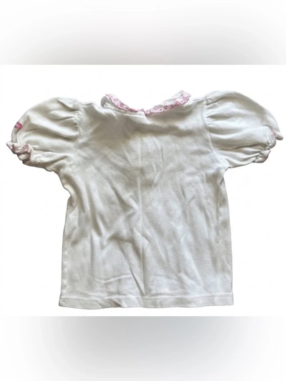 VTG OshKosh B'gosh Baby Girls Top 4T White Pink Embroidered Peter Pan Collar USA